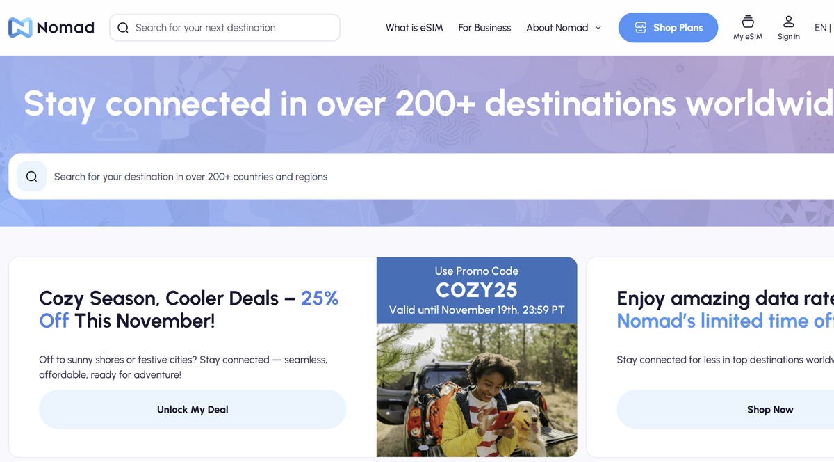Скриншот сайта Nomad